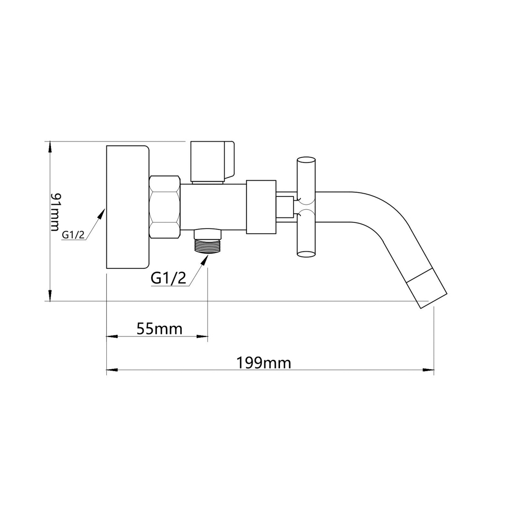 RAIN Смеситель для ванны Кристал, короткий излив, душ. набор, кран-буксы 1/2, латунь, черный, арт.№ 561-019