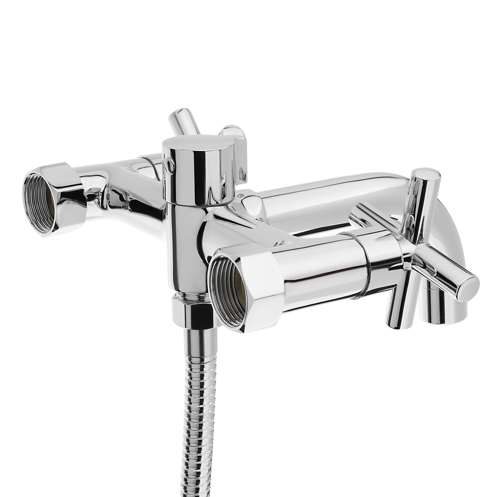 RAIN Смеситель для ванны Кристал, короткий излив, душ. набор, кран-буксы 1/2, латунь, хром, арт.№ 561-020