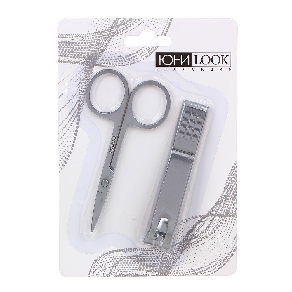 ЮНИLOOK Набор маникюрный 2 предмета: ножницы 8,8см, книпсер 8см, сталь, арт.№ 305-386