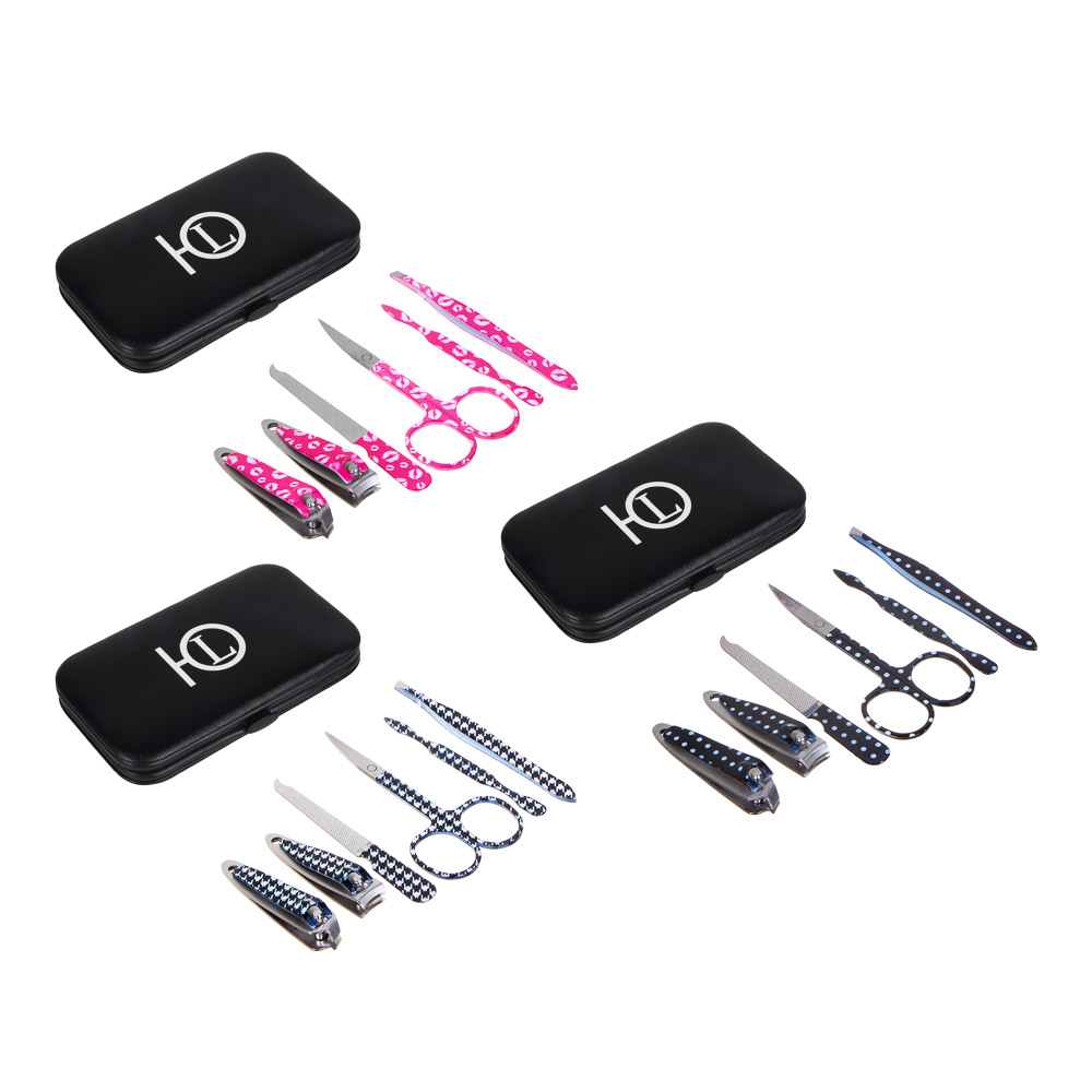 ЮНИLOOK Набор маникюрный 6 предметов, сталь, металл, ПУ, 10,7х6см, 3 дизайна, ПР-21, арт.№ 305-382