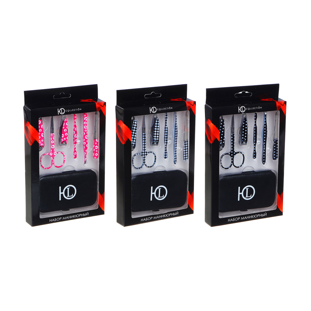 ЮНИLOOK Набор маникюрный 6 предметов, сталь, металл, ПУ, 10,7х6см, 3 дизайна, ПР-21, арт.№ 305-382