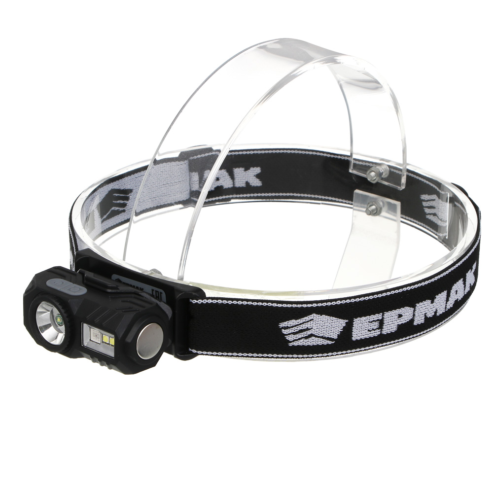 Фонарь налобный тм ЕРМАК,сенсорный,крепление,XPE LED+3LED,9 режимов,500мАч,64х45х34 мм,красный свет, арт.№ 221-090
