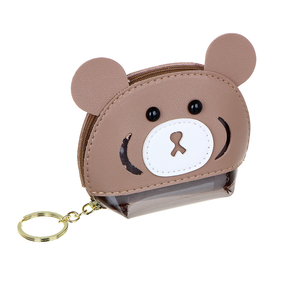 Брелок - кошелек для мелочи, 10x9х4см, "Зверята", искусственная кожа, металлический карабин, 4 диз., арт.№ 095-033