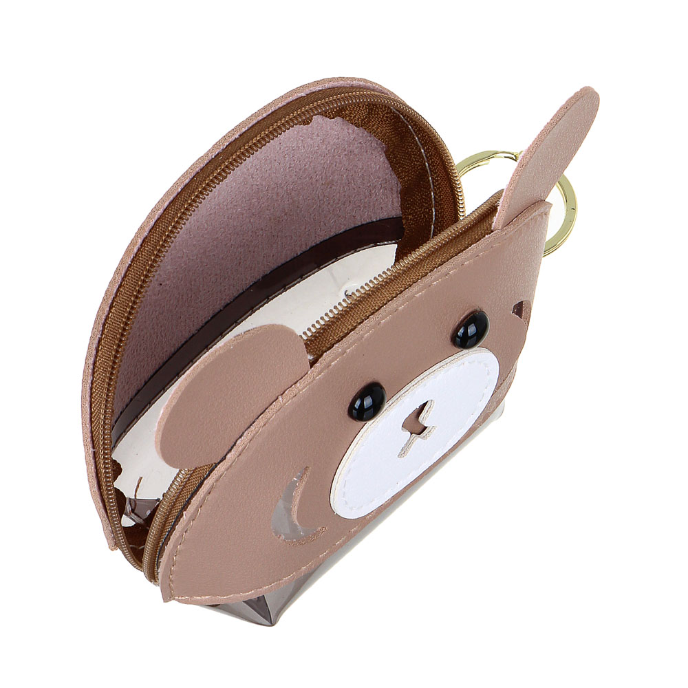 Брелок - кошелек для мелочи, 10x9х4см, "Зверята", искусственная кожа, металлический карабин, 4 диз., арт.№ 095-033