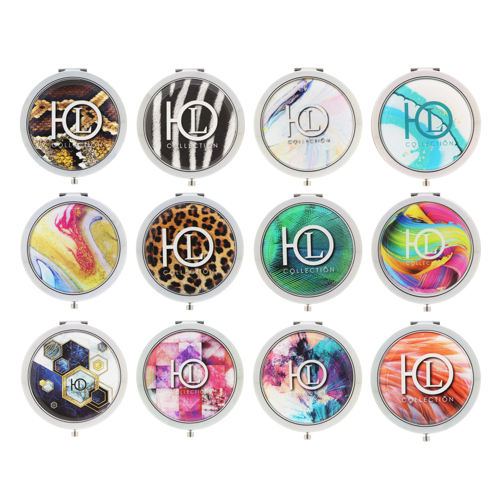 ЮНИLOOK Зеркало карманное, металл, стекло, d7см, 4-20 дизайнов, арт.№ 301-229