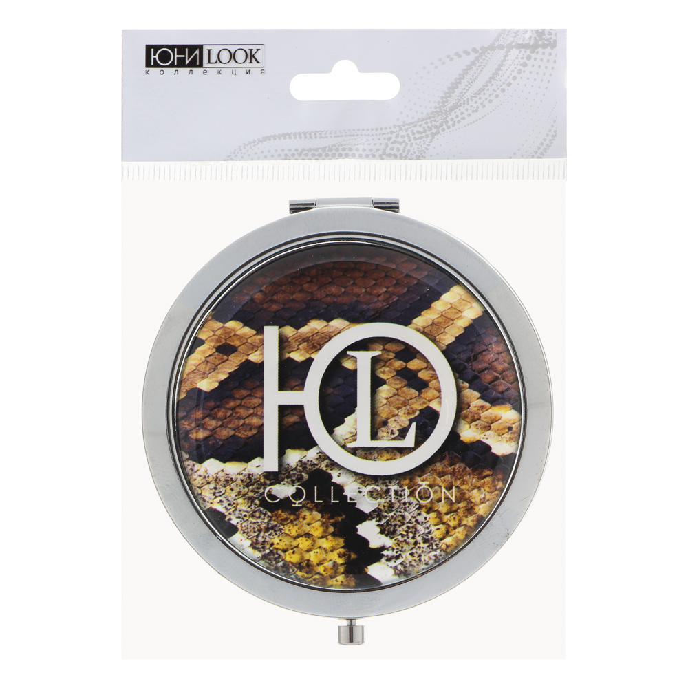 ЮНИLOOK Зеркало карманное, металл, стекло, d7см, 4-20 дизайнов, арт.№ 301-229