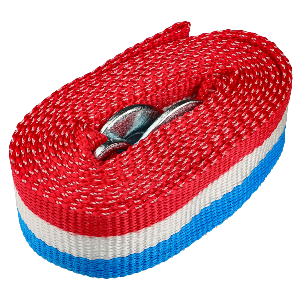 ЕРМАК Трос-ремень буксировочный 10 т, в пакете, с крюками, 5м, арт.№ 773-008