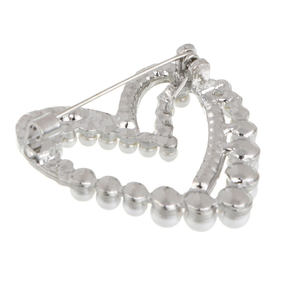 Брошь сердце с камнем, сплав, 2 дизайна, БЖ25-23, арт.№ 023-035