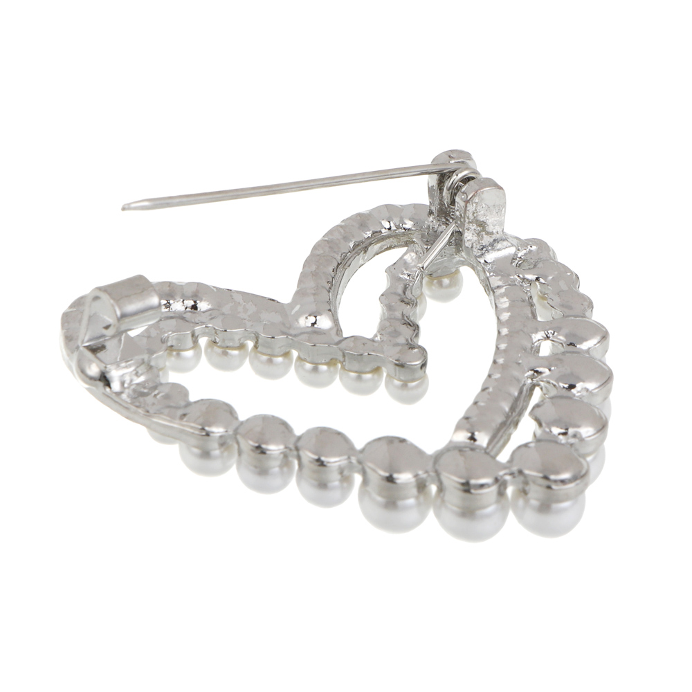 Брошь сердце с камнем, сплав, 2 дизайна, БЖ25-23, арт.№ 023-035