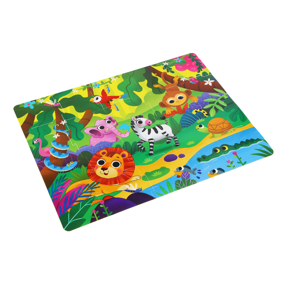 ИГРОЛЕНД Пазл напольный, крупные детали, 20-30 элементов, 12х12х12см, картон, 3 дизайна, арт.№ 262-520