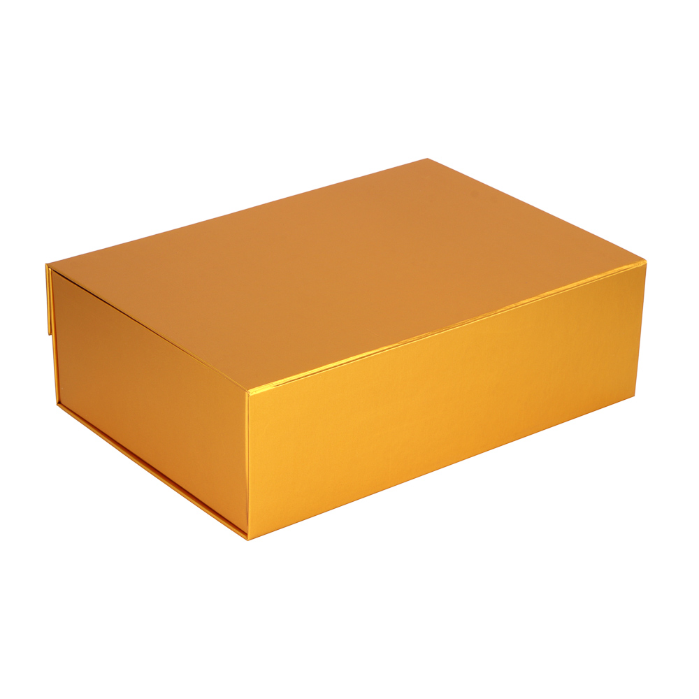 Коробка подарочная, картонная, складная, 20x28x9,2 см, цвет золотой, арт.№ 369-591