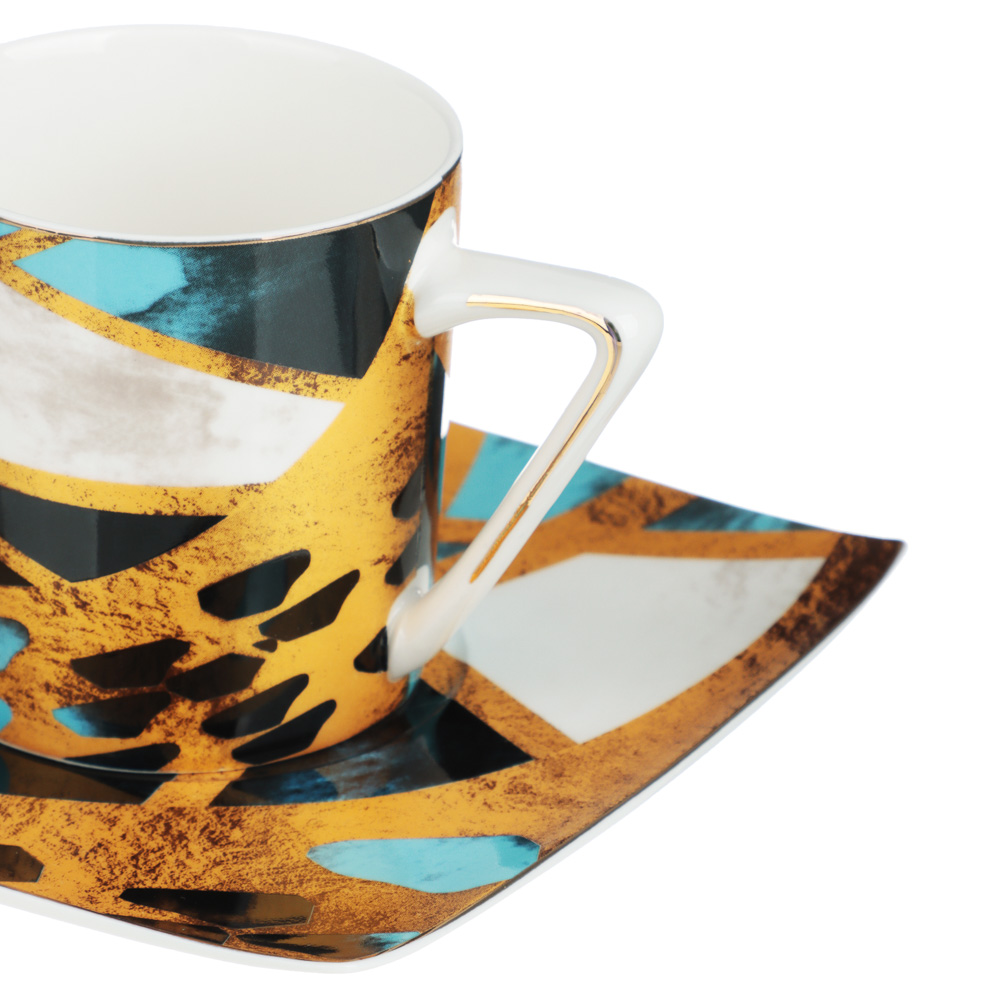 MILLIMI Геометрия голд Набор кофейный 2 пр., 180мл, 14см, костяной фарфор, арт.№ 802-412