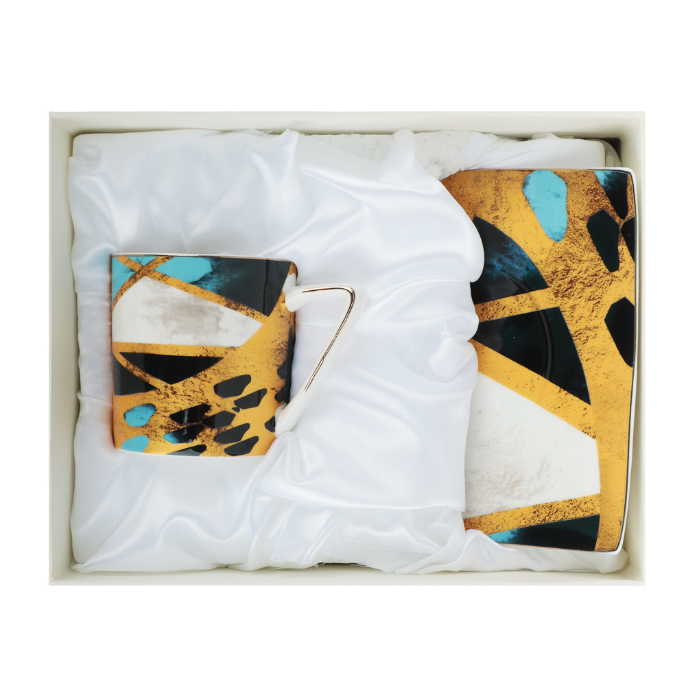 MILLIMI Геометрия голд Набор кофейный 2 пр., 180мл, 14см, костяной фарфор, арт.№ 802-412