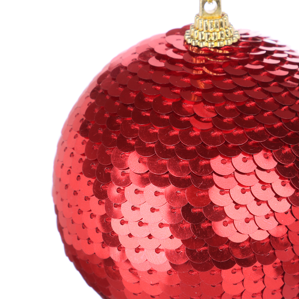 СНОУ БУМ Подвеска шар с пайетками, красный цвет, пластик, 8см, арт.2, арт.№ 374-364