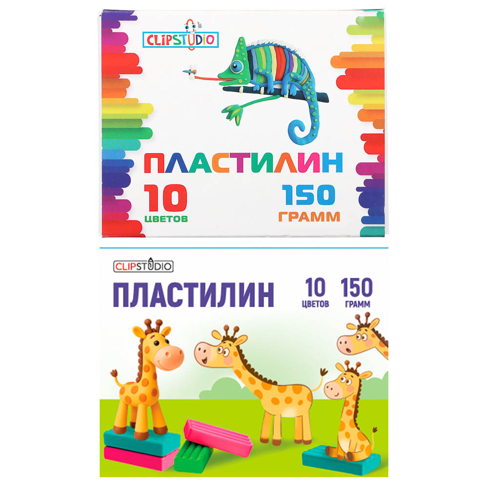 Пластилин 10цв. ClipStudio 150 грамм в картонном выдвижном пенале, арт.№ 239-014