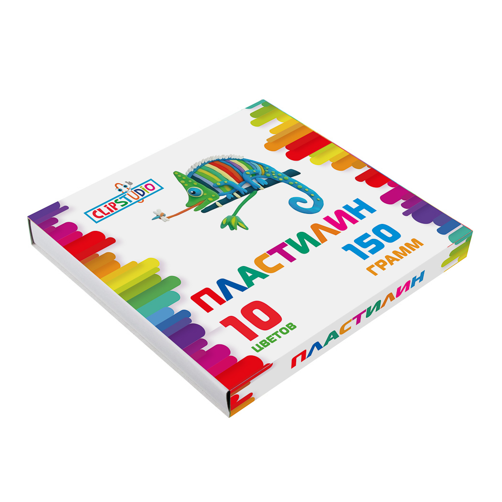 Пластилин 10цв. ClipStudio 150 грамм в картонном выдвижном пенале, арт.№ 239-014