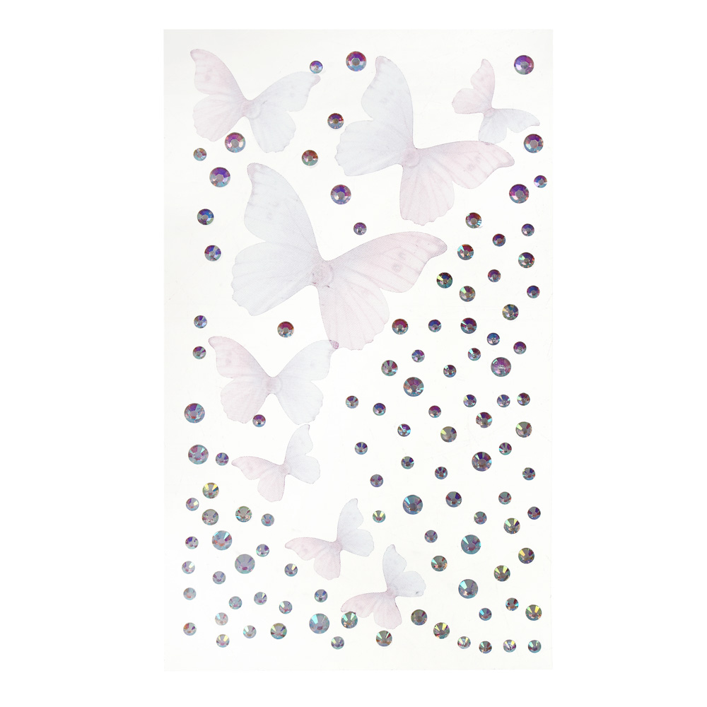 Наклейки и стразы для лица и тела тм ЮНИLOOK ,8х12 см, акрил, полиэстер, 3 дизайна,  ВЗ24-44, арт.№ 357-328