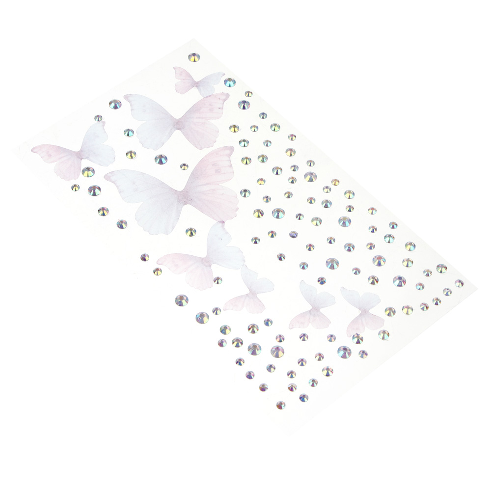 Наклейки и стразы для лица и тела тм ЮНИLOOK ,8х12 см, акрил, полиэстер, 3 дизайна,  ВЗ24-44, арт.№ 357-328