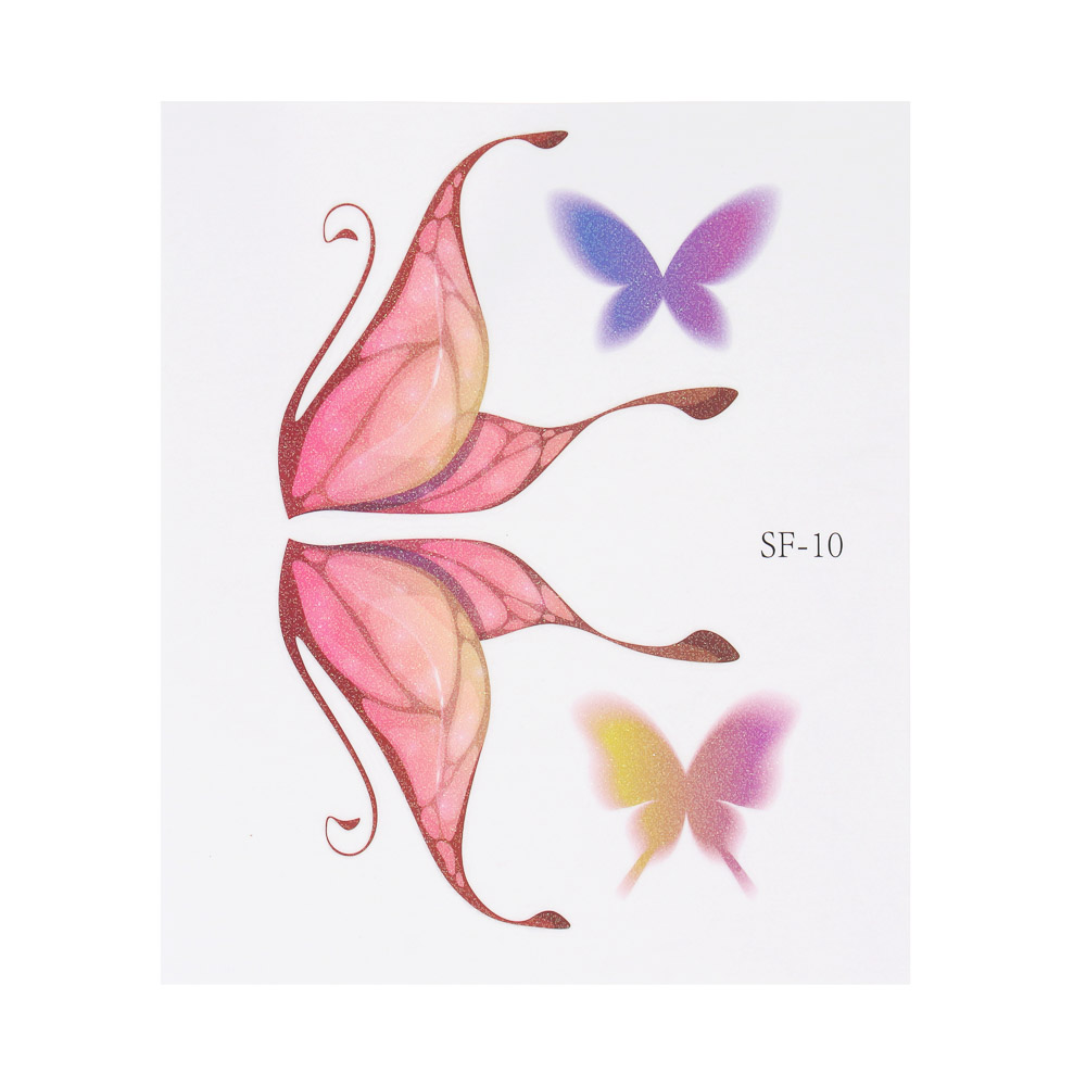 ЮНИLOOK Тату переводные для лица и тела бабочки, 11х10 см, ПВХ, 5 дизайнов, ВЗ24-47, арт.№ 357-329