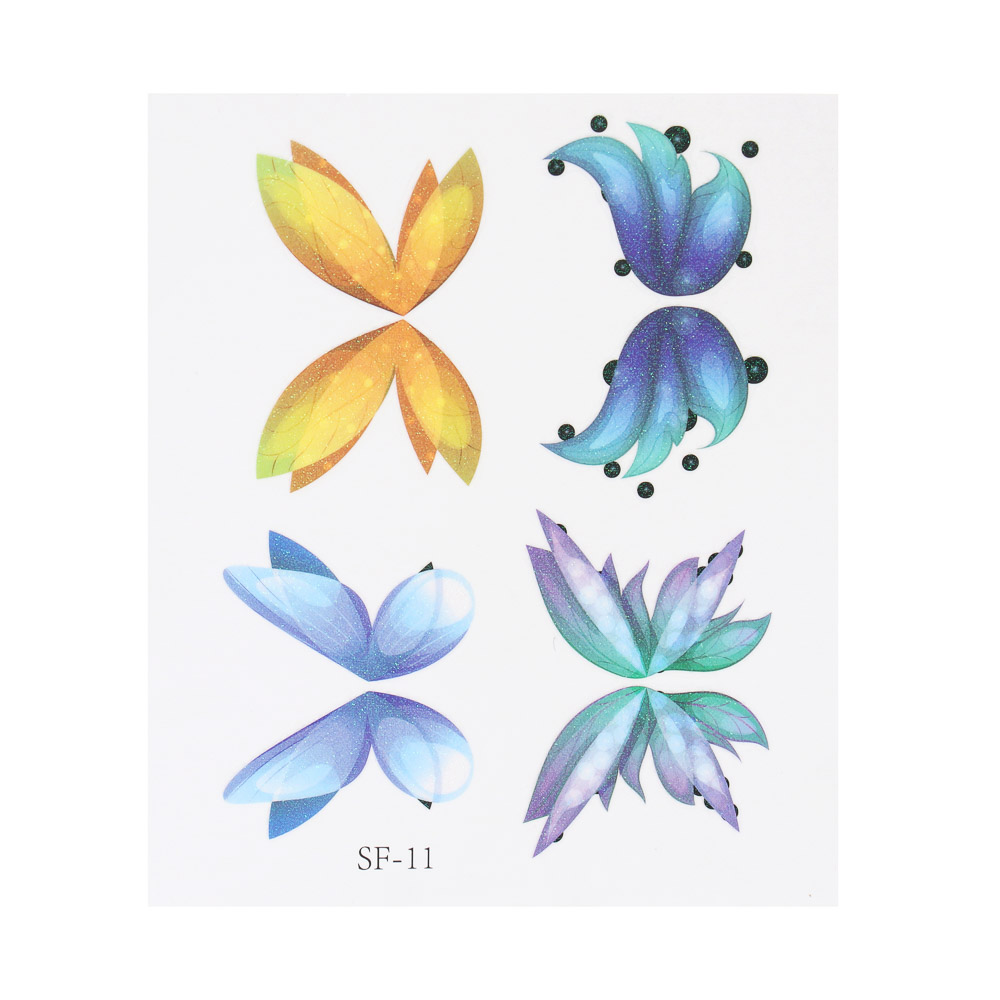 ЮНИLOOK Тату переводные для лица и тела бабочки, 11х10 см, ПВХ, 5 дизайнов, ВЗ24-47, арт.№ 357-329