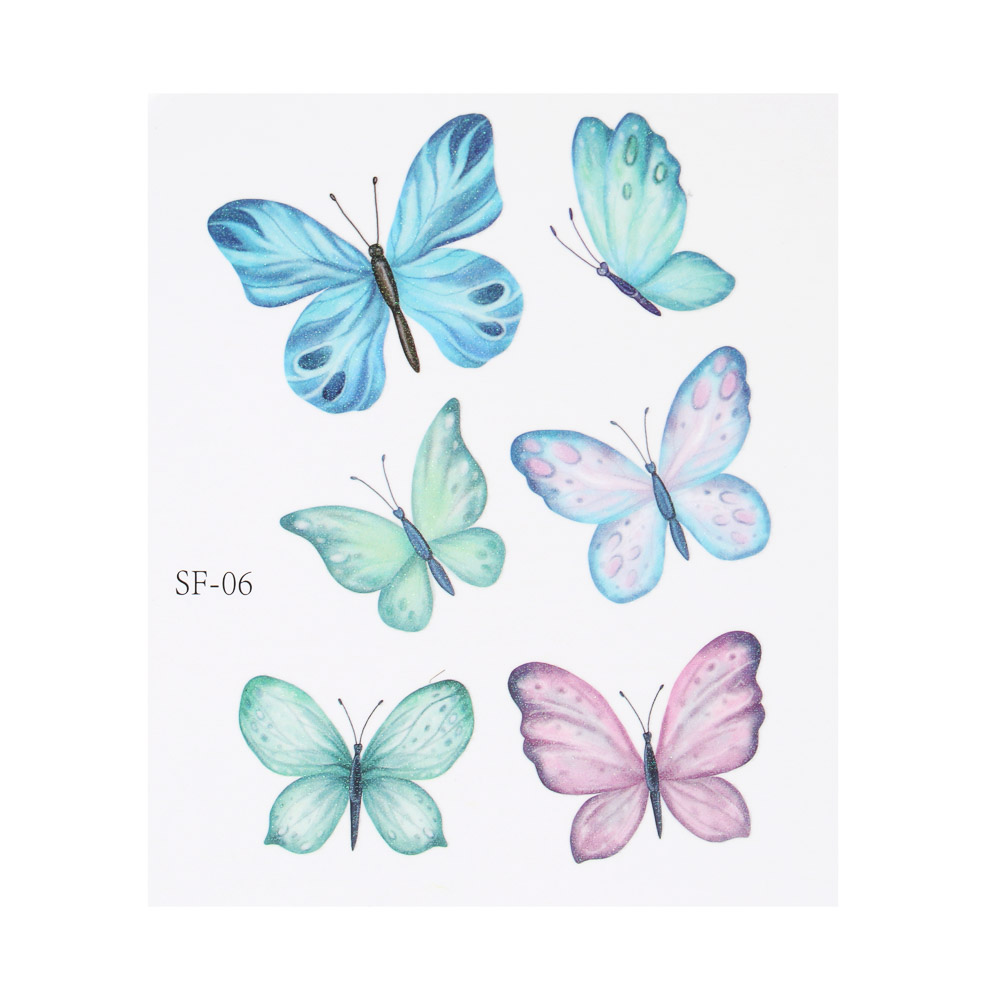 ЮНИLOOK Тату переводные для лица и тела бабочки, 11х10 см, ПВХ, 5 дизайнов, ВЗ24-47, арт.№ 357-329