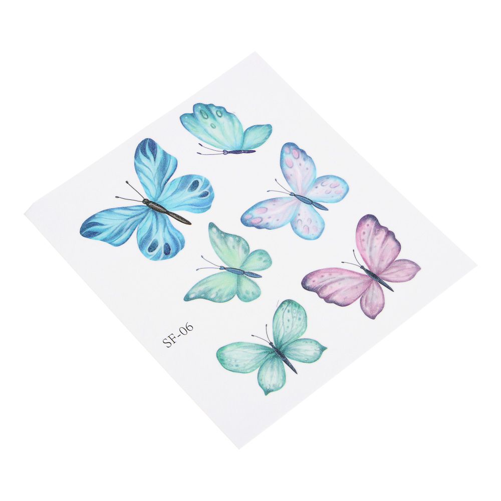 ЮНИLOOK Тату переводные для лица и тела бабочки, 11х10 см, ПВХ, 5 дизайнов, ВЗ24-47, арт.№ 357-329