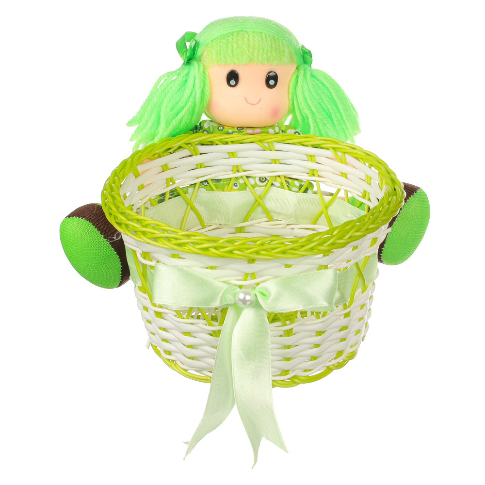 VETTA Корзинка декоративная, пластик, полиэстер, d15x9см, 5 цветов, арт.№ 416-125