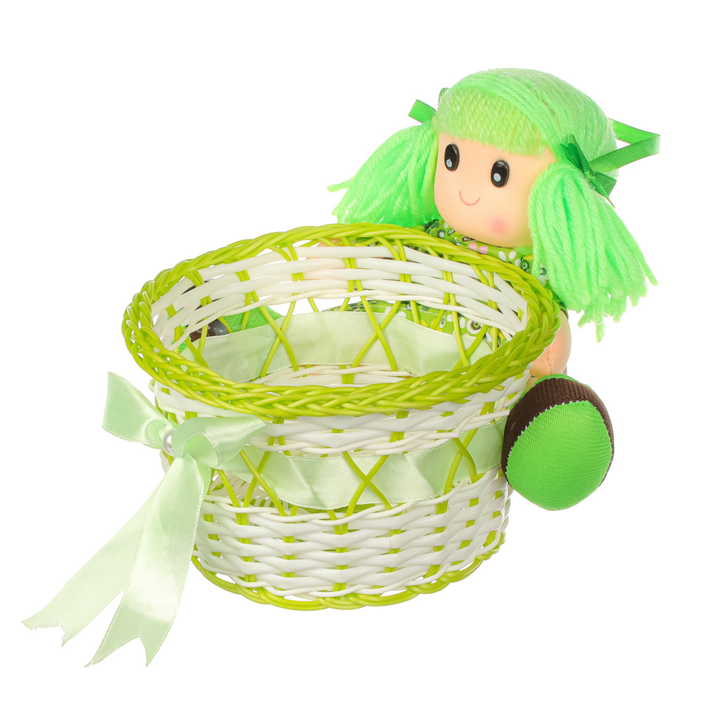 VETTA Корзинка декоративная, пластик, полиэстер, d15x9см, 5 цветов, арт.№ 416-125