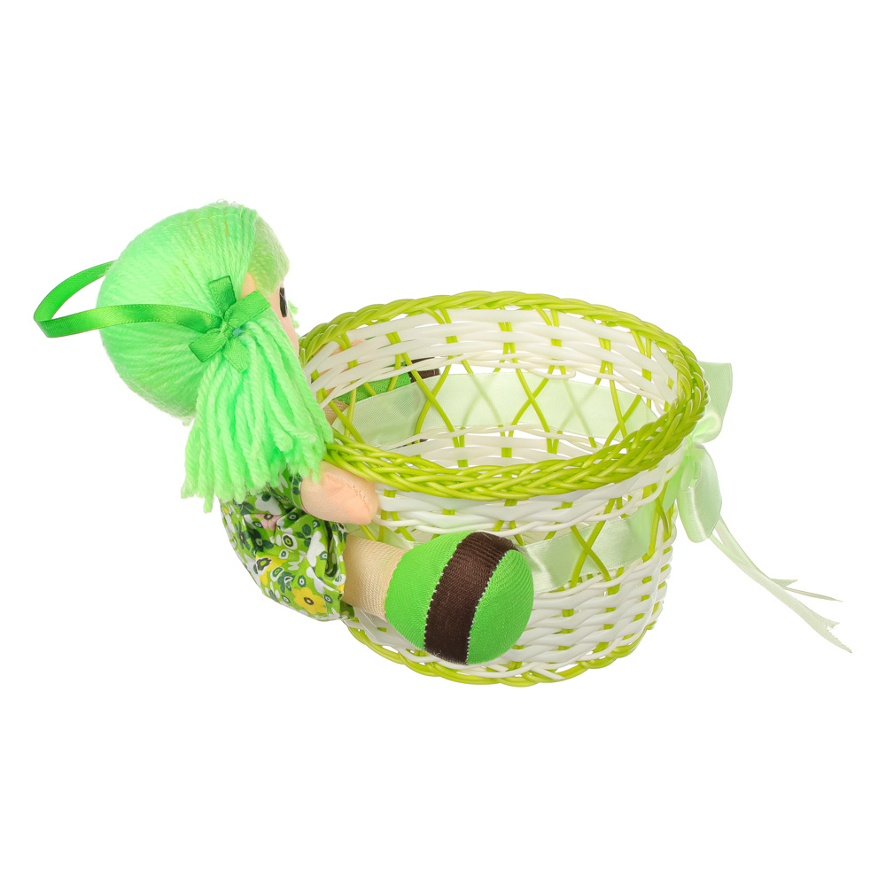 VETTA Корзинка декоративная, пластик, полиэстер, d15x9см, 5 цветов, арт.№ 416-125