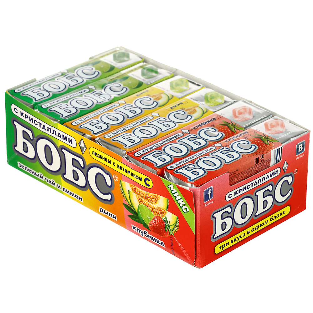 Леденцы БОБС с кристаллами, 3 вида, 35г, арт.№ 475-250