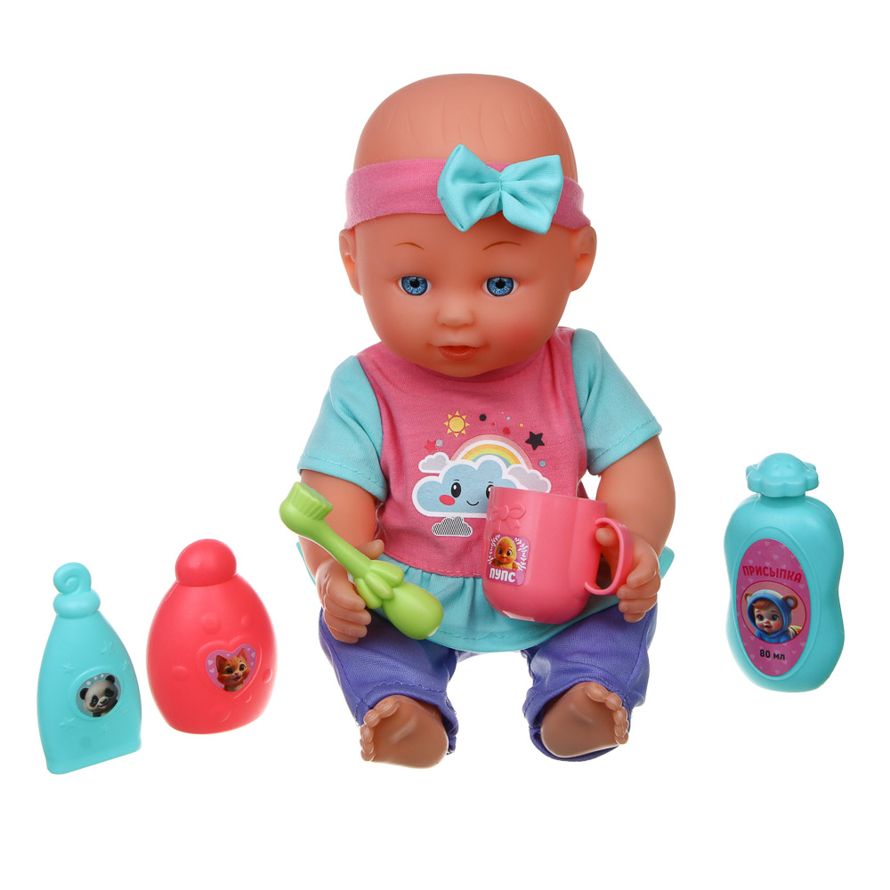 ИГРОЛЕНД Пупс 30 см с аксессуарами, PP, PVC, полиэстер, ABS, 41x10,5x33 см, арт.№ 436-121