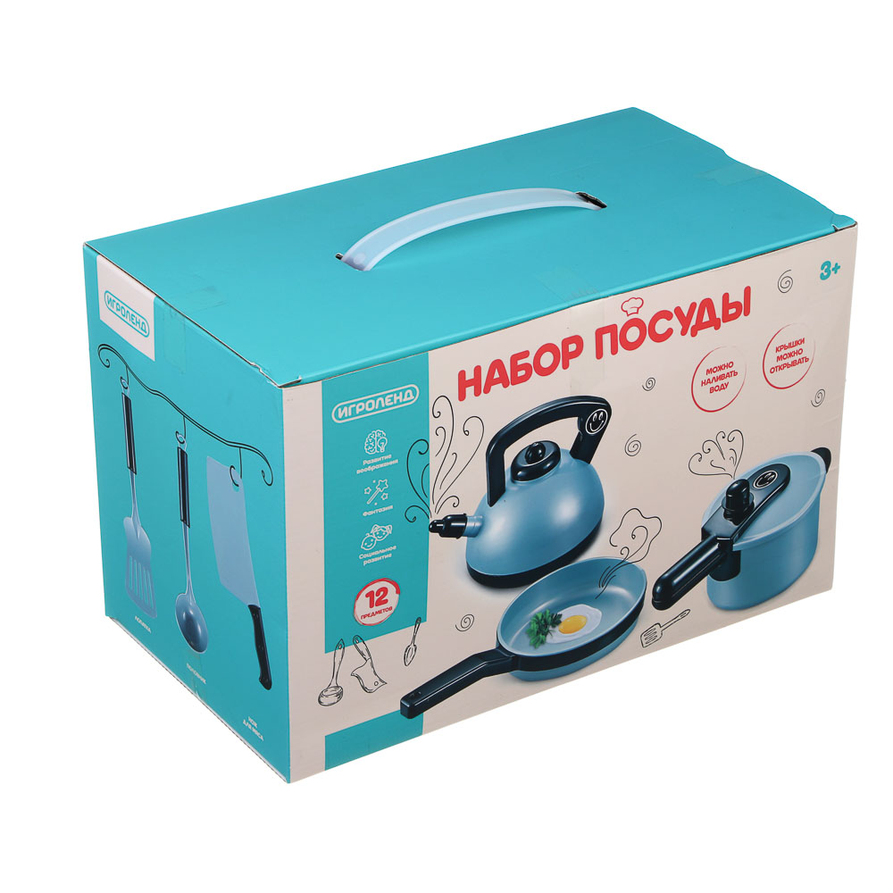 ИГРОЛЕНД Игровой набор посуды, 12 предметов, PP, ABS, 27х15х, арт.№ 294-193