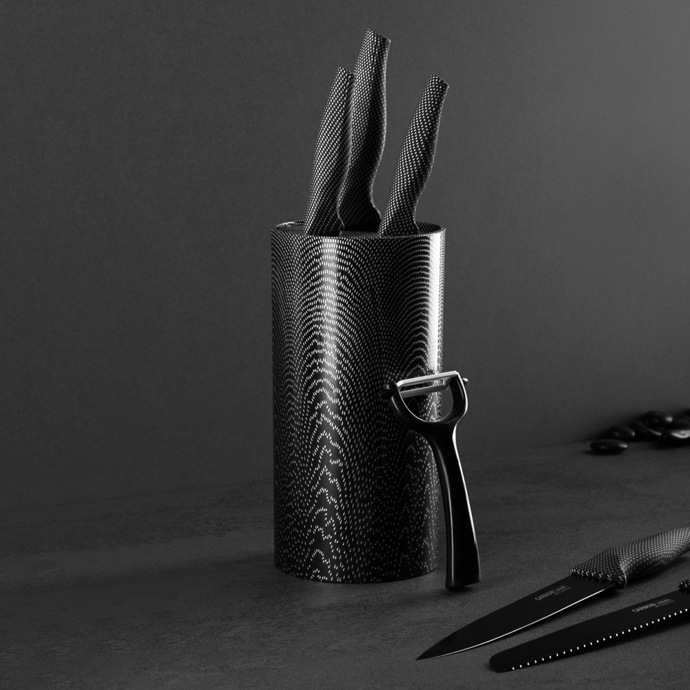 SATOSHI Карбон Подставка для ножей d11х22см, полипропиленовые разделители, арт.№ 838-036