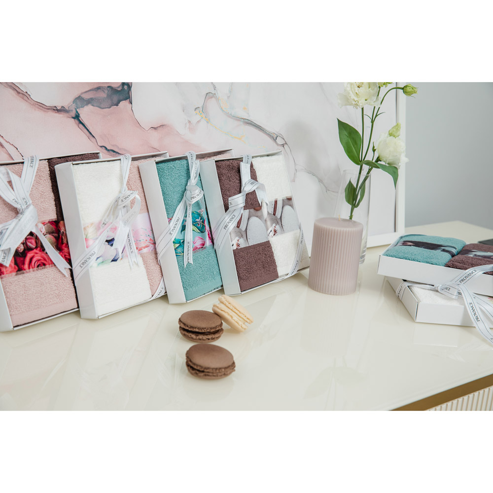 PROVANCE Мятный Латте Комплект полотенец махровых 2шт, 100% хлопок, 30х50см, 350гр/м, 6 дизайнов, арт.№ 488-044