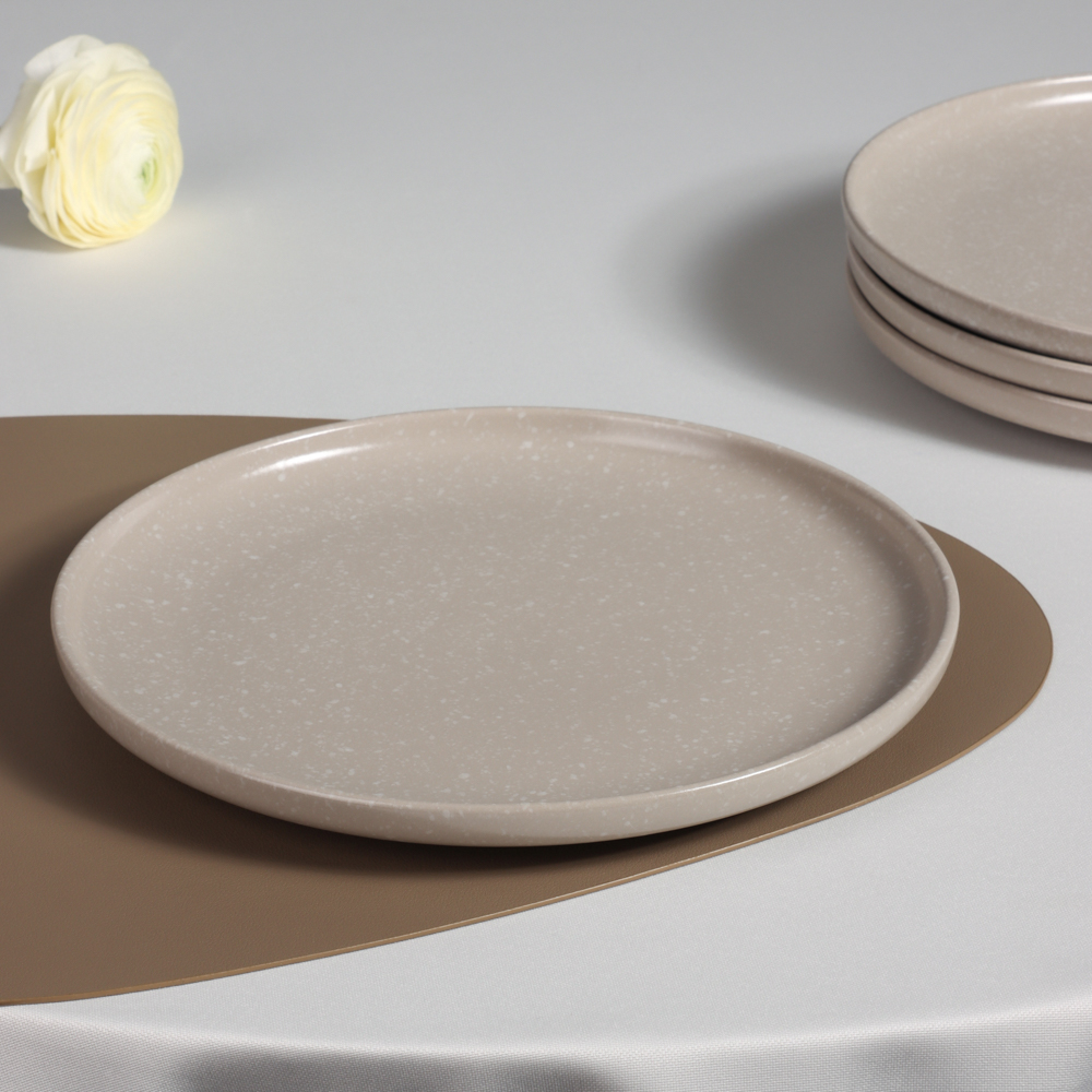 MILLIMI Набор столовой посуды 16 предметов (тарелка 26 см - 4 шт., тарелка 20 см - 4 шт., салатник 14 см - 4 шт., кружка 340 мл - 4 шт.) керамика, бежевый, арт.№ 824-179