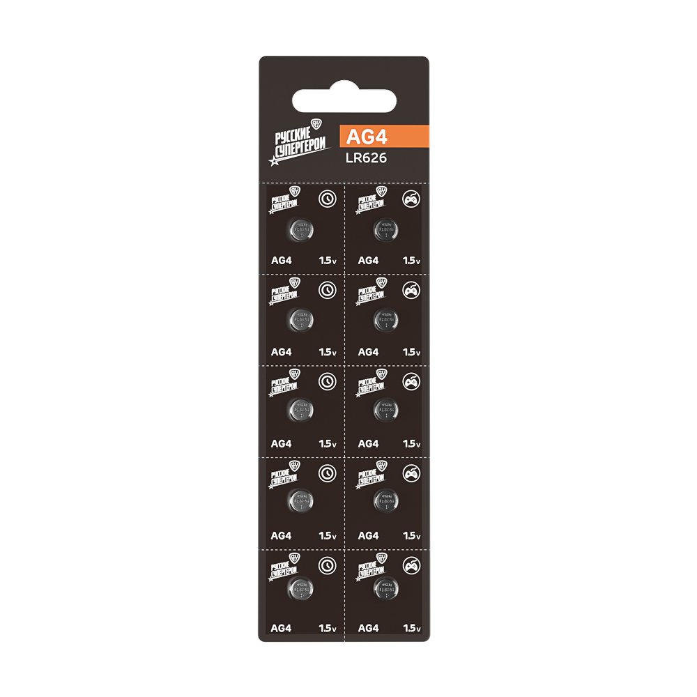 Батарейка AG4 BY (LR626) 10шт в отрывном блистере, щелочная 1.5В, арт.№ 917-124