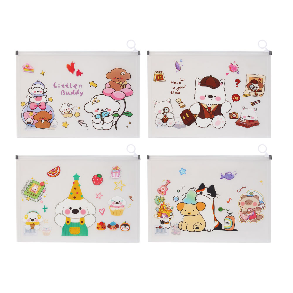 Папка на молнии А4 "Друзья товарищи", толщина 180мкм, ПП, 4 дизайна, арт.№ 532-082