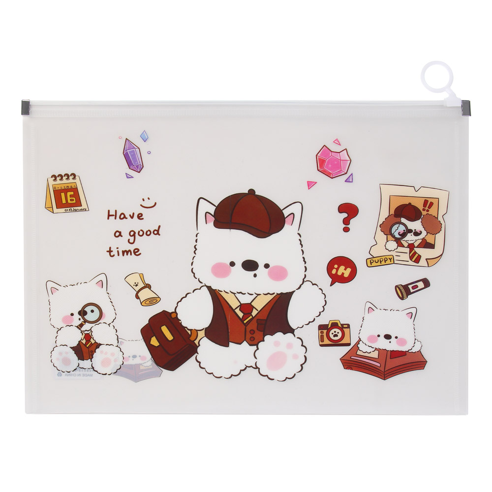 Папка на молнии А4 "Друзья товарищи", толщина 180мкм, ПП, 4 дизайна, арт.№ 532-082