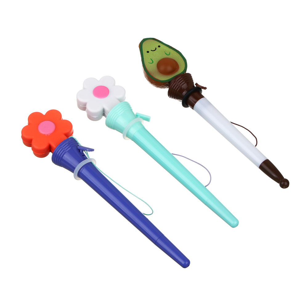 Ручка-антистресс шариковая синяя "Стреляющая фигурка", 18,5 см, шнурок, 3 диз., полиэстер, ПП, арт2, арт.№ 591-020