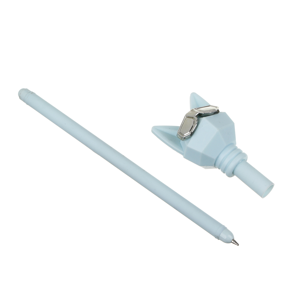 Ручка шариковая синяя, наконечник в форме котика, пластик, 19 см, 4 дизайна, арт.№ 591-021