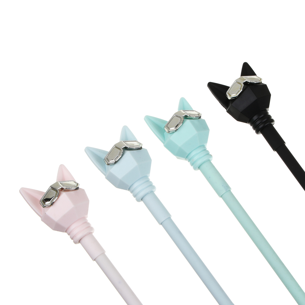 Ручка шариковая синяя, наконечник в форме котика, пластик, 19 см, 4 дизайна, арт.№ 591-021