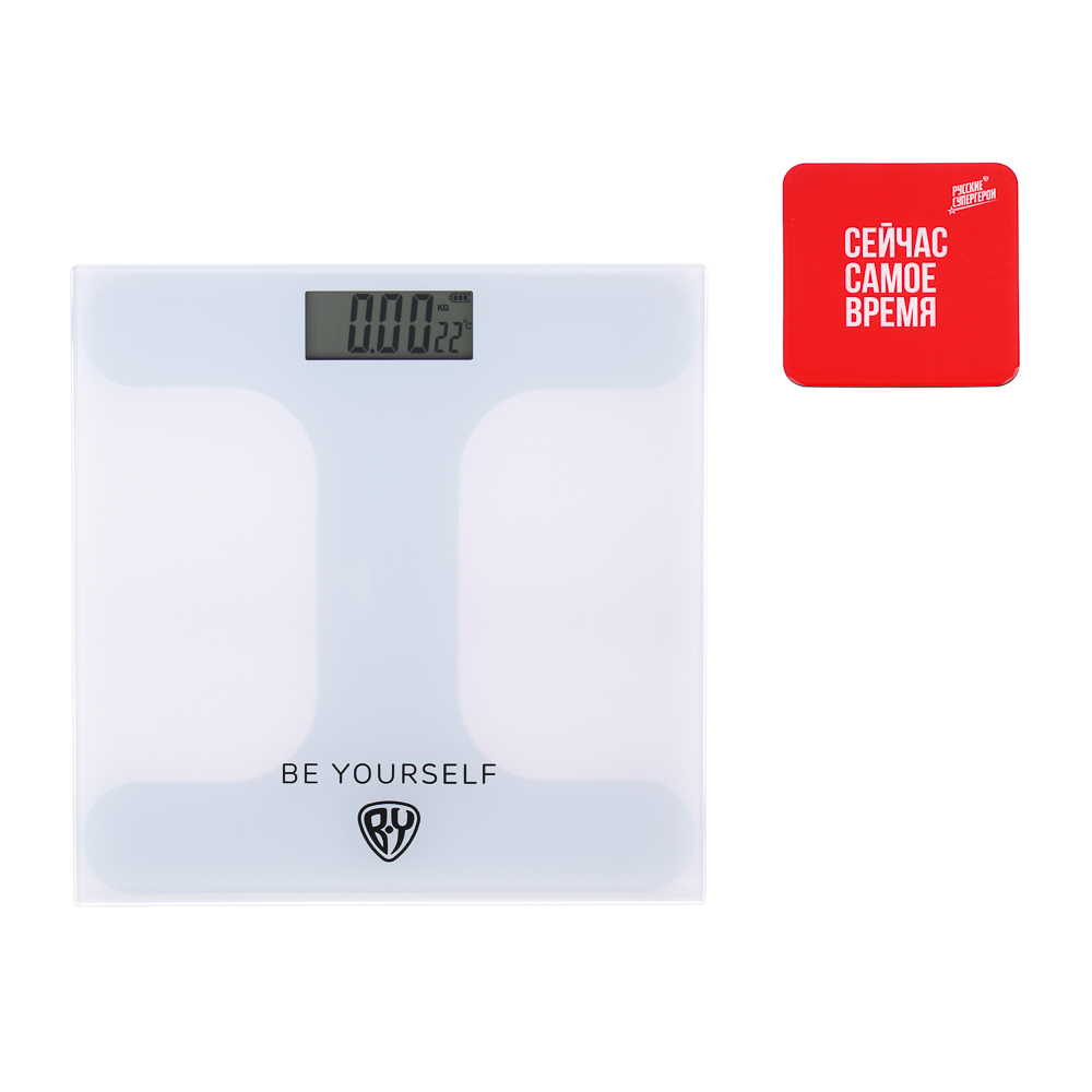 BY Русские Супергерои Весы напольные электронные, ЖК-дисплей, макс.нагр. до 180кг, 28х28х0,5см, бел, арт.№ 252-720
