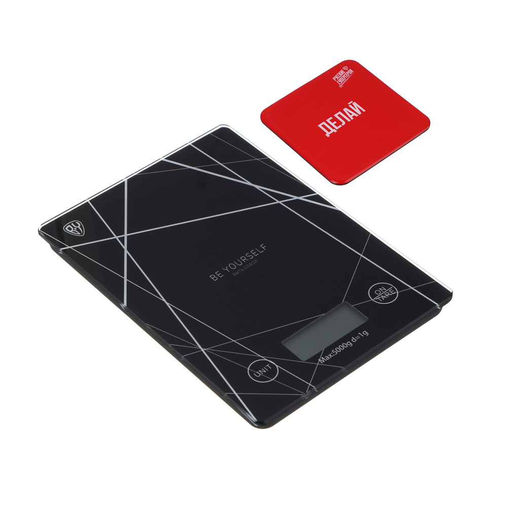 BY Русские Супергерои Весы кухонные электронные, прямоуг., макс.нагр. 5кг (точн.измер. 1гр), чёрные, арт.№ 268-061