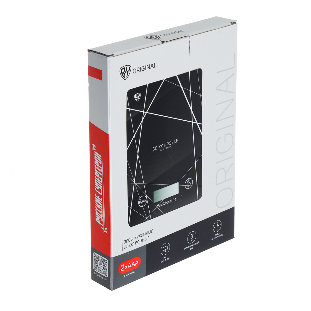 BY Русские Супергерои Весы кухонные электронные, прямоуг., макс.нагр. 5кг (точн.измер. 1гр), чёрные, арт.№ 268-061