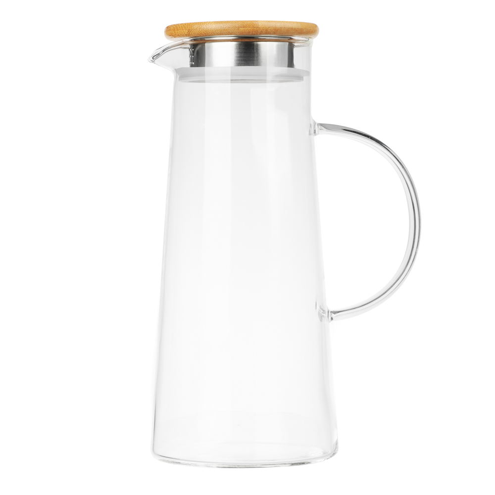 VETTA ЭКО Кувшин 1500мл, с металлическим фильтром, бамбуковая крышка, стекло, арт.№ 850-256