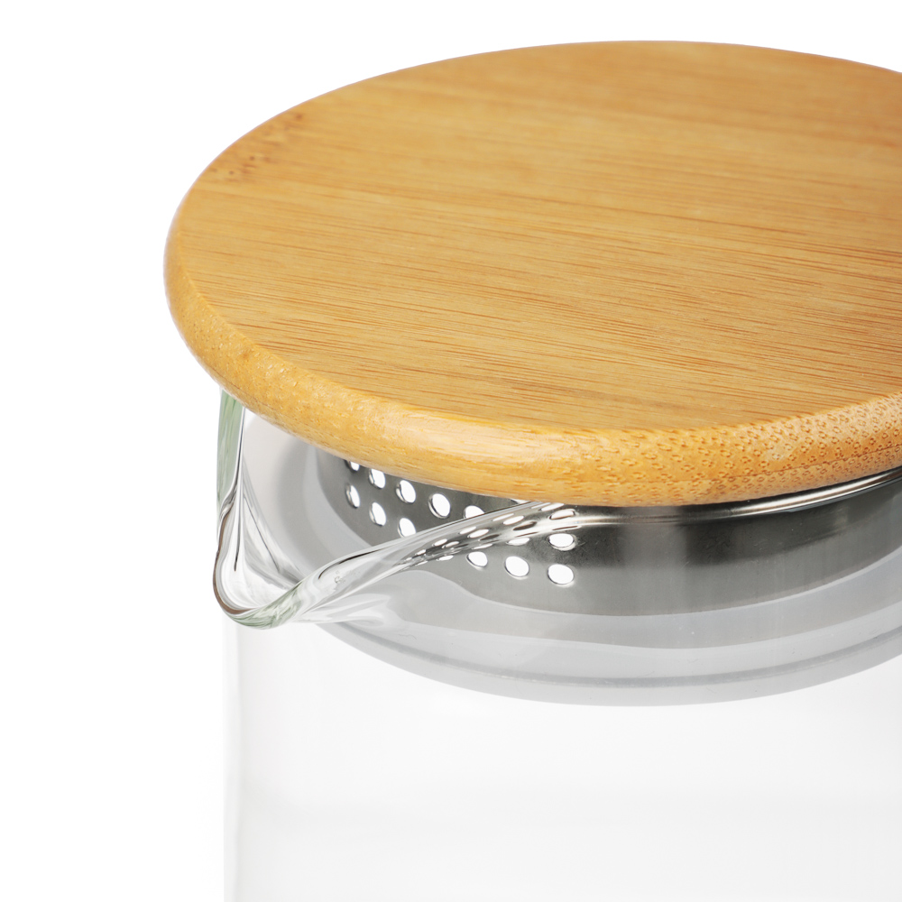 VETTA ЭКО Кувшин 1500мл, с металлическим фильтром, бамбуковая крышка, стекло, арт.№ 850-256
