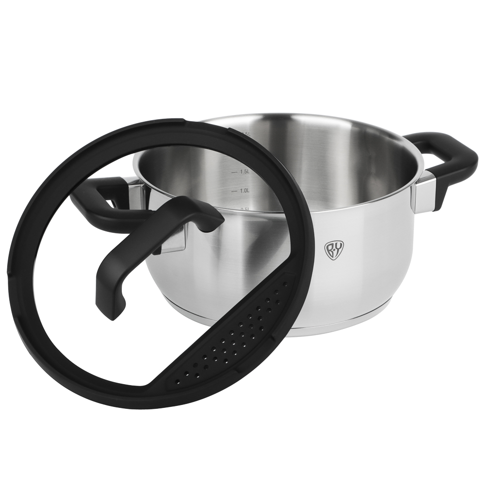 BY COLLECTION Inta Набор посуды кухонной 7пр, кастрюли 5л; 3л; ковш 1,5л; сковорода 24см, нерж.сталь, арт.№ 822-290