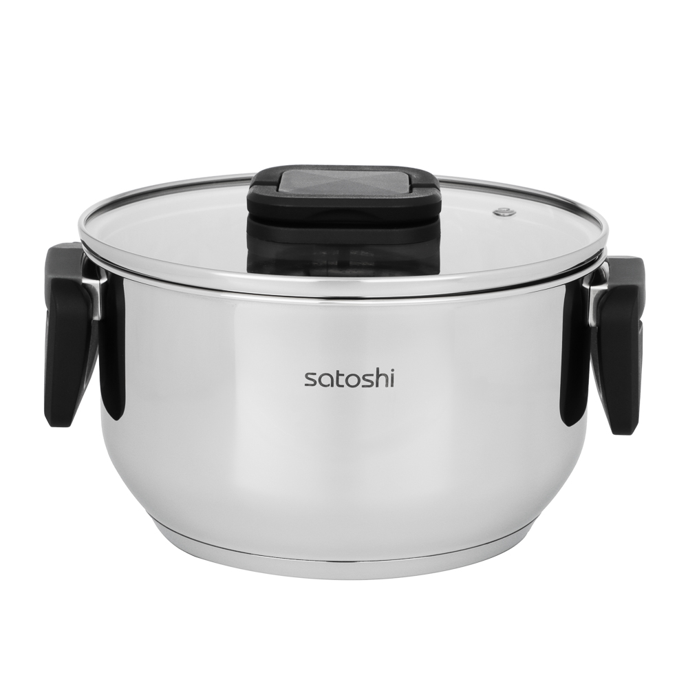 Кастрюля тм SATOSHI Манн 18х10,5см. 2,4л. со стекл. крышкой, индукция, арт.№ 822-299