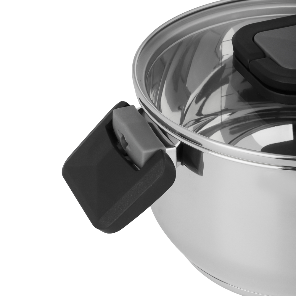 Кастрюля тм SATOSHI Манн 18х10,5см. 2,4л. со стекл. крышкой, индукция, арт.№ 822-299