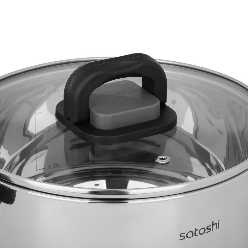 Кастрюля тм SATOSHI Манн 20х11,5см. 3,5л. со стекл. крышкой, индукция, арт.№ 822-300